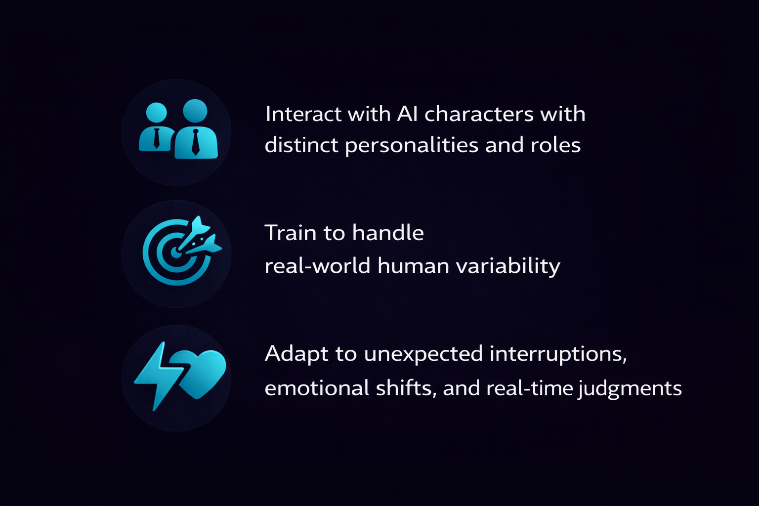 Three icons for AI role variability